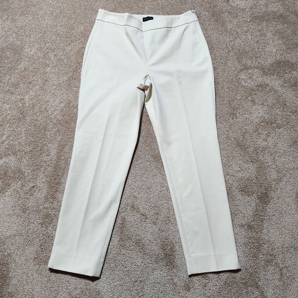 Talbots Women 10P Cream High Rise Chatham Ankle Pants